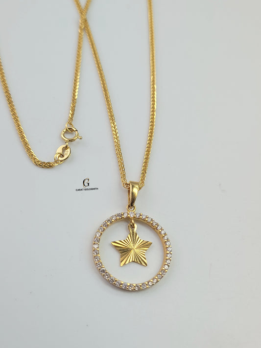 STAR HANGING DIAMANTE PENDANT