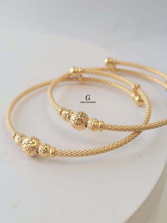 3 BALL DESIGN ADJUSTABLE BABY BANGLES (PAIR)