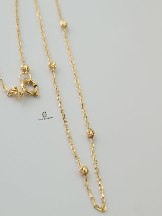 GOLD SATELLITE CHAIN NECKLACE - 11 BEADS