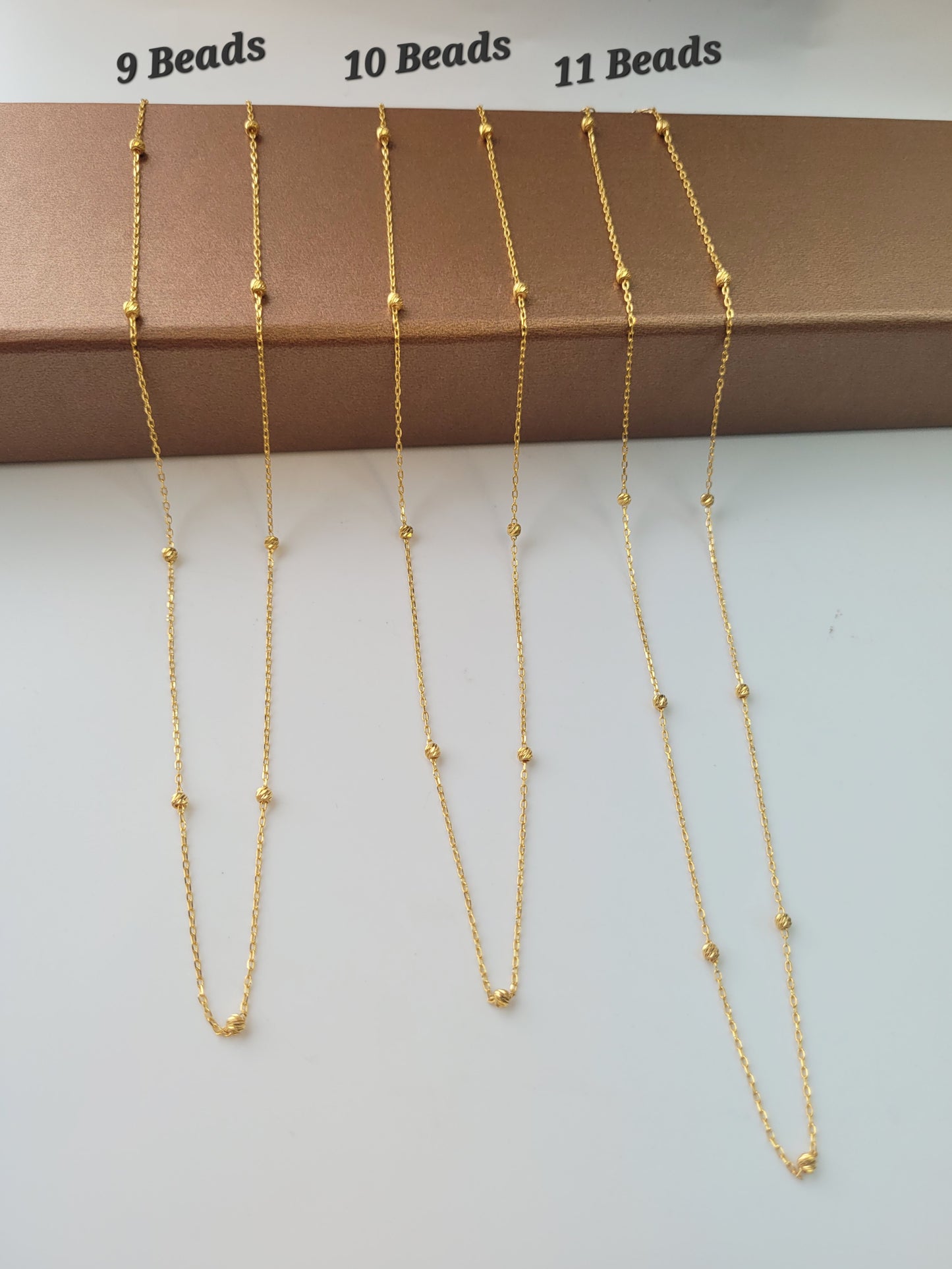 GOLD SATELLITE CHAIN NECKLACE - 10 BEADS