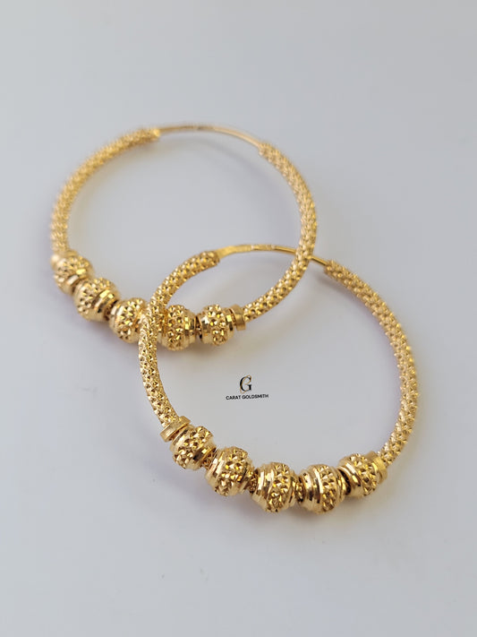 INTRICATE GOLD BEADED HOOPS