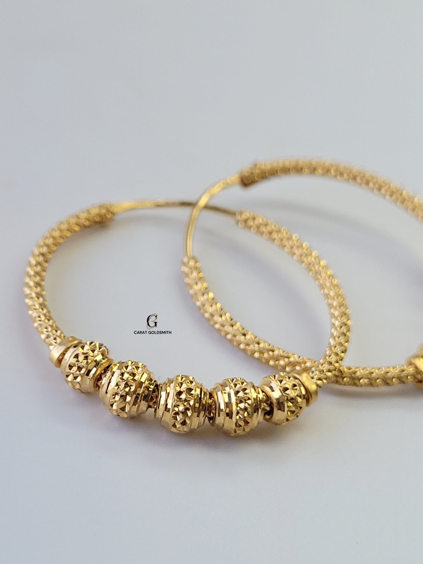 INTRICATE GOLD BEADED HOOPS