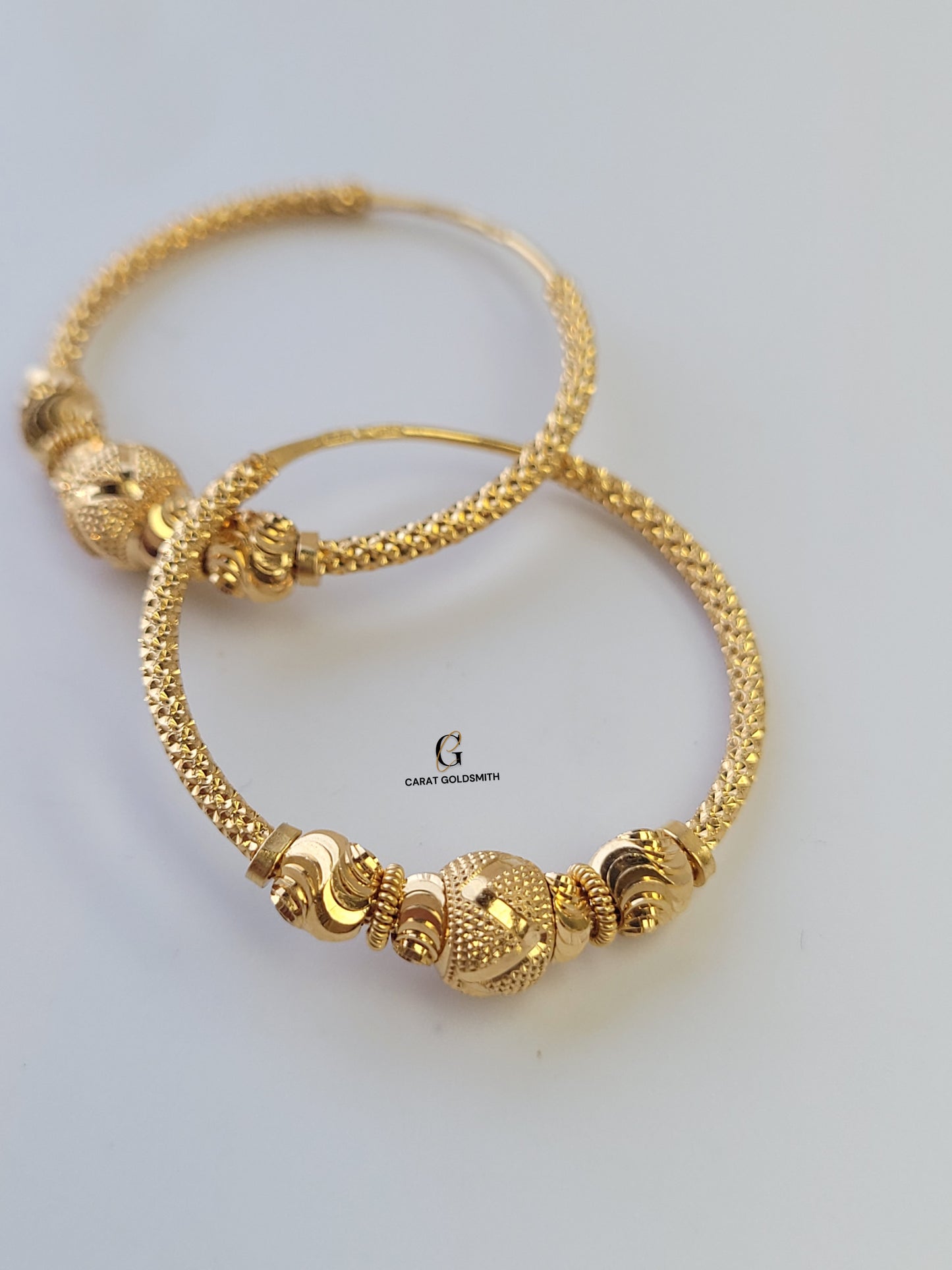 INTRICATE GOLD BEADED HOOPS