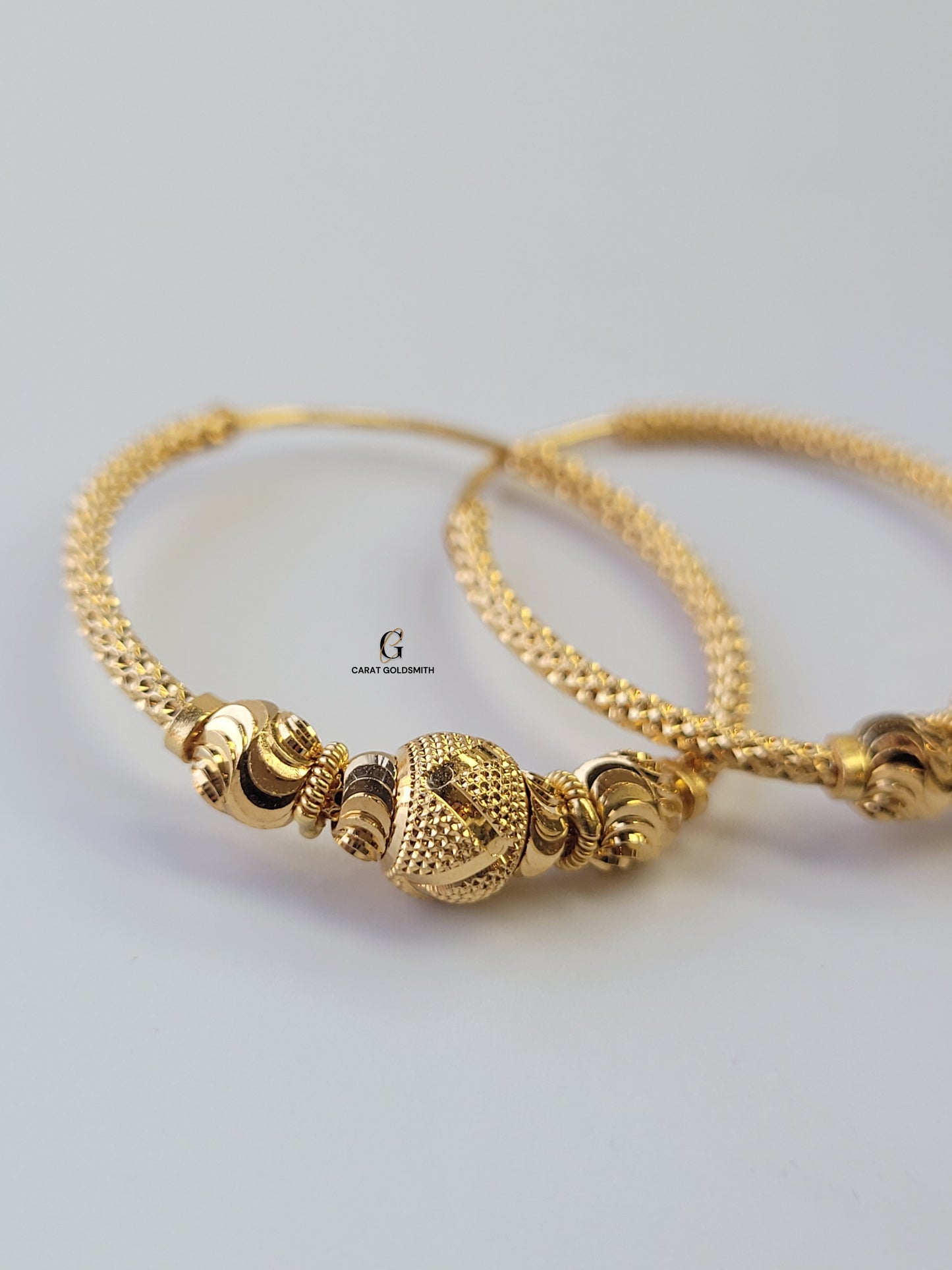 INTRICATE GOLD BEADED HOOPS