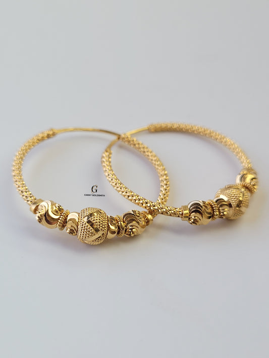 INTRICATE GOLD BEADED HOOPS