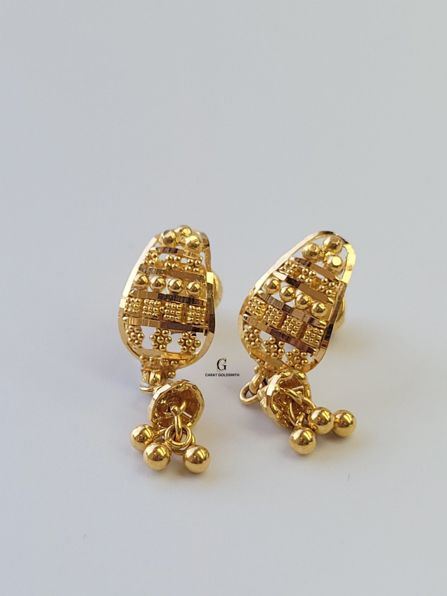 GOLD DIAMOND CUT DROP EARRINGS