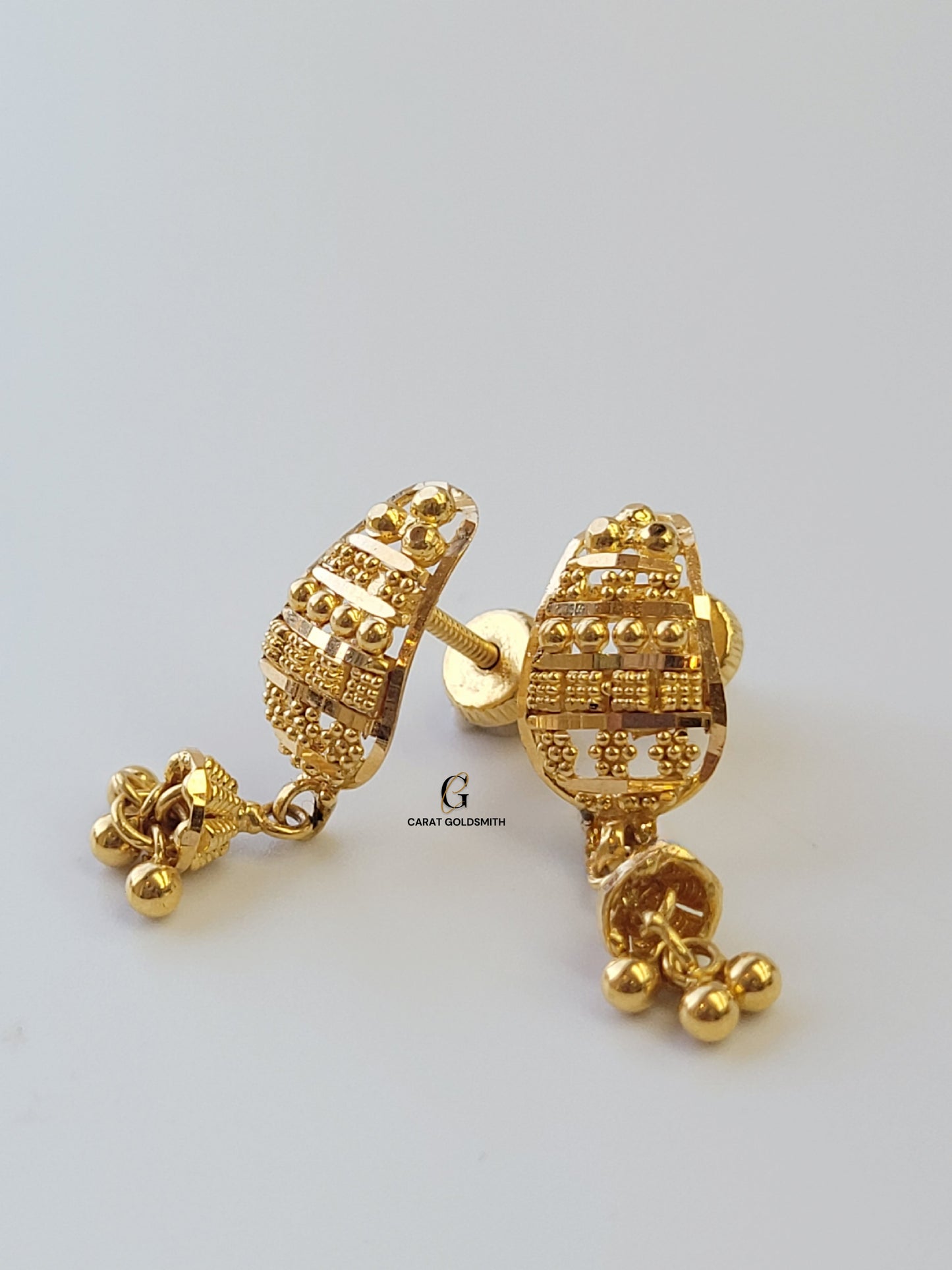 GOLD DIAMOND CUT DROP EARRINGS