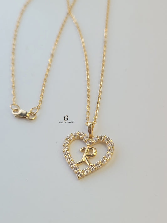 R STONE HEART INITIAL PENDANT