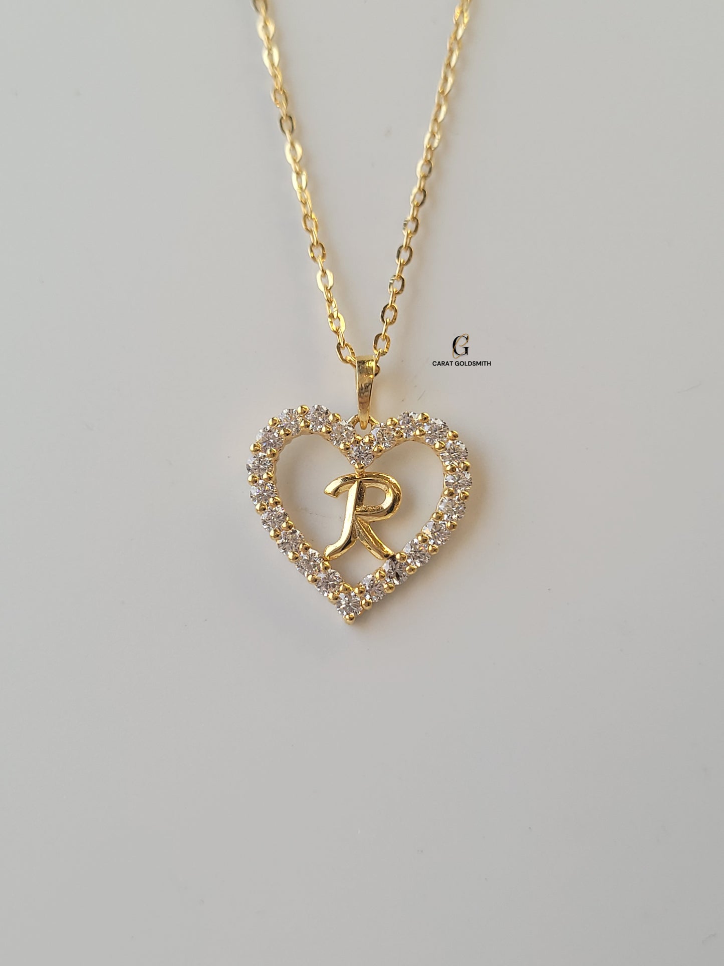 R STONE HEART INITIAL PENDANT