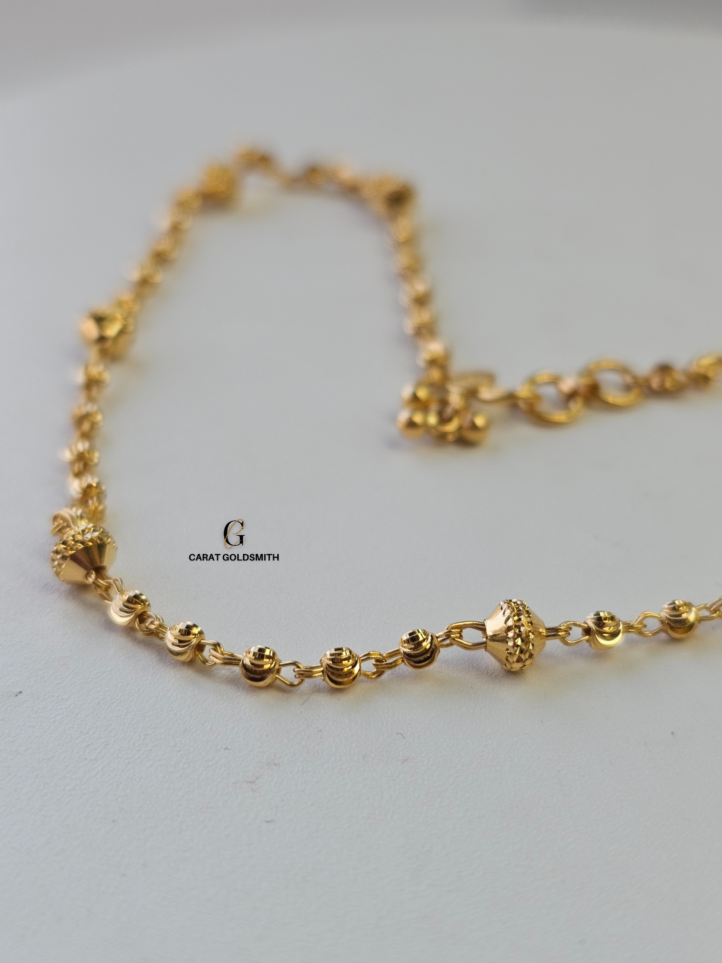 GOLD DIAMOND CUT BEADED ANKLET