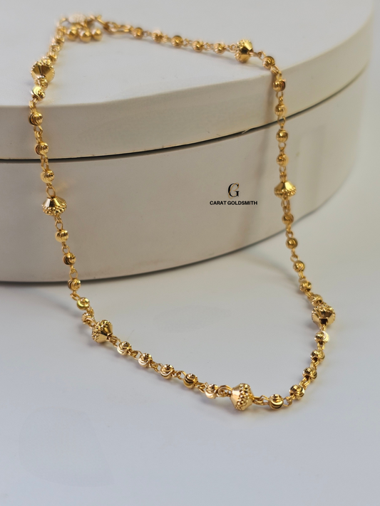 GOLD DIAMOND CUT BEADED ANKLET