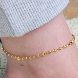 GOLD DIAMOND CUT BEADED ANKLET