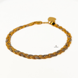 RHODIUM AND GOLD BRAIDED BRACELET