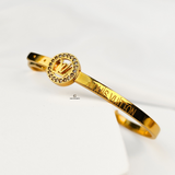 GOLD LV INITIAL CUFF BELT BANGLE