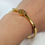 GOLD LV INITIAL CUFF BELT BANGLE