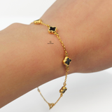 DAINTY 5 FLOWER BLACK BRACELET