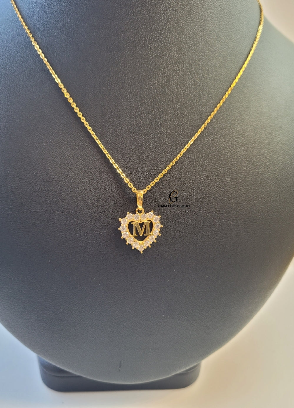 M STONE INITIAL HEART PENDANT