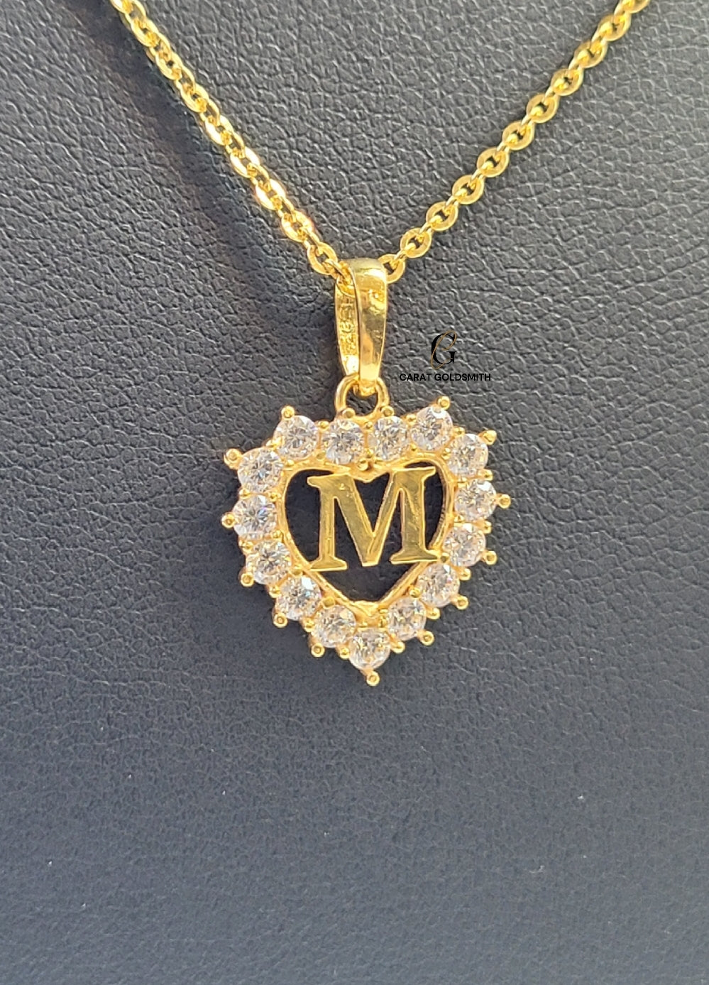 M STONE INITIAL HEART PENDANT