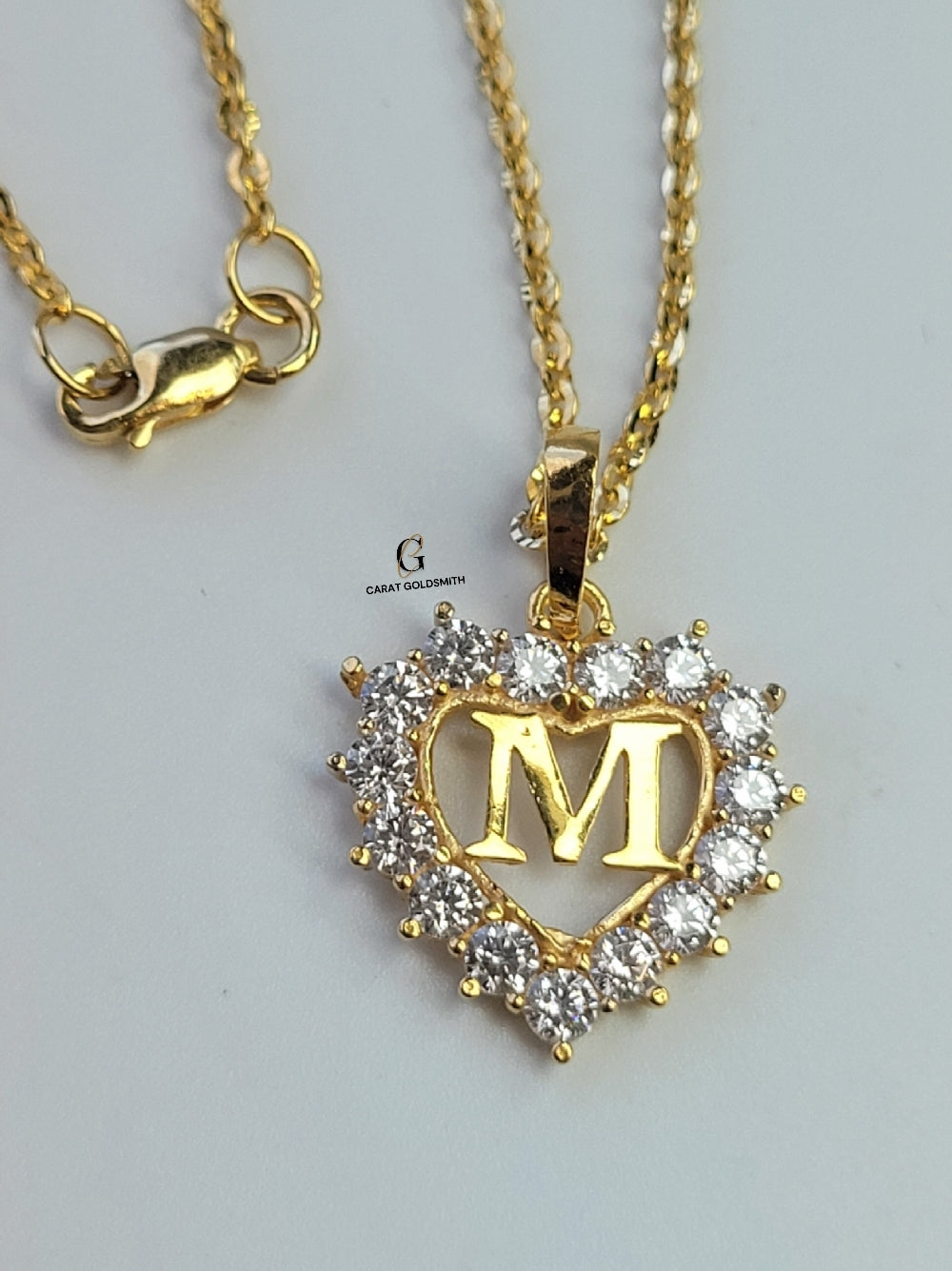 M STONE INITIAL HEART PENDANT