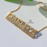 LIGHTWEIGHT ENGLISH GREEK KEY UNDERLINE NAME PLATE (NO CHAIN) | MADE TO ORDER | DISPATCHED WITHIN 1 WEEK