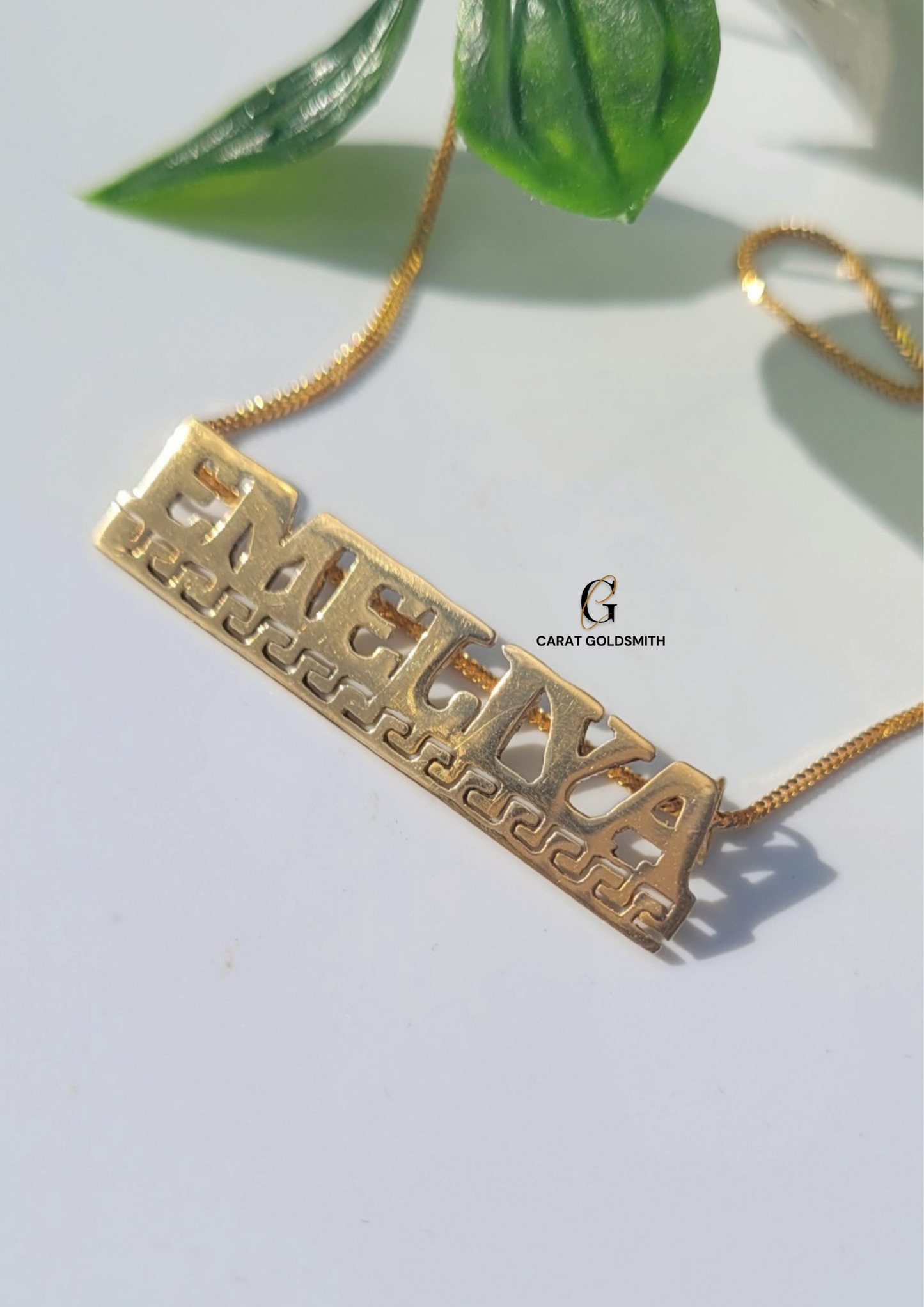 LIGHTWEIGHT ENGLISH GREEK KEY UNDERLINE NAME PLATE (NO CHAIN) | MADE TO ORDER | DISPATCHED WITHIN 1 WEEK