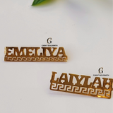 LIGHTWEIGHT ENGLISH GREEK KEY UNDERLINE NAME PLATE (NO CHAIN) | MADE TO ORDER | DISPATCHED WITHIN 1 WEEK