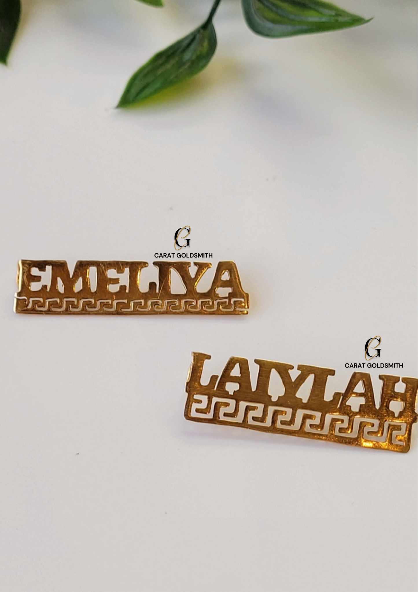 LIGHTWEIGHT ENGLISH GREEK KEY UNDERLINE NAME PLATE (NO CHAIN) | MADE TO ORDER | DISPATCHED WITHIN 1 WEEK