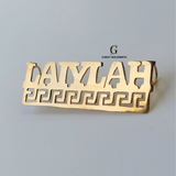 LIGHTWEIGHT ENGLISH GREEK KEY UNDERLINE NAME PLATE (NO CHAIN) | MADE TO ORDER | DISPATCHED WITHIN 1 WEEK