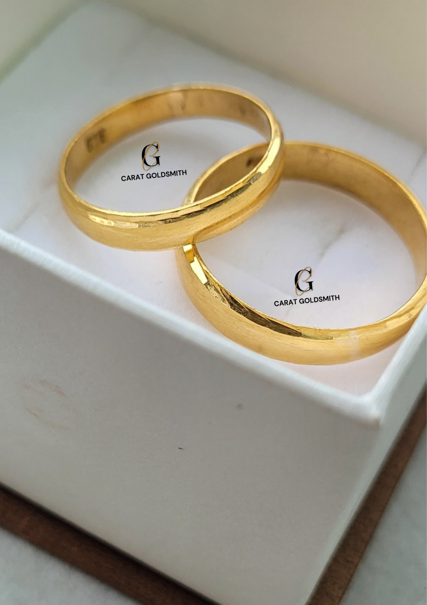 HIS AND HERS BANDS - POLISHED FINISH WITH DIAMOND CUT EDGE | MADE TO ORDER | DISPATCHED WITHIN 1 WEEK