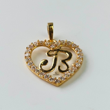 B STONE INITIAL HEART CHARM