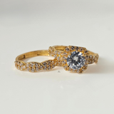 CUSHION CUT DIAMANTE RING SET