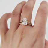 EMERALD CUT HALO RING SET