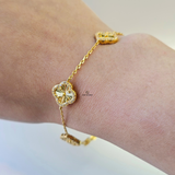 DIAMANTE PAVÉ 5 FLOWER BRACELET - SMALL