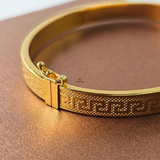 GREEK KEY DESIGN HINGED BANGLE