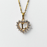 L STONE INITIAL HEART PENDANT