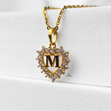 M STONE INITIAL HEART PENDANT