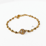 GOLD BRACELET WITH CUBIC ZIRCONIA STONE BALL