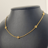 GOLD SMALL 5 FLOWER BEADED NECKLACE