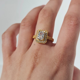 EMERALD HALO DIAMANTE RING