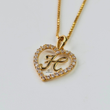 H STONE INITIAL HEART CHARM