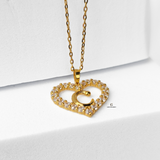 C STONE INITIAL HEART PENDANT