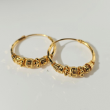 BEADED DIAMOND CUT HOOP EARRINGS