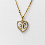 H STONE SCRIPT INITIAL HEART PENDANT