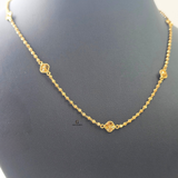 GOLD SMALL 5 FLOWER BEADED NECKLACE