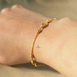 GOLD 3 STATION DIAMOND CUT BRACELET