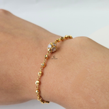 GOLD BRACELET WITH CUBIC ZIRCONIA STONE BALL