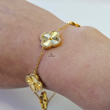 DIAMANTE PAVÉ 5 FLOWER BRACELET - LARGE