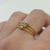 GOLD AND RHODIUM TRIANGLE BEADED RING