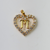 M STONE INITIAL HEART CHARM