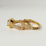 CUSHION CUT DIAMANTE RING SET